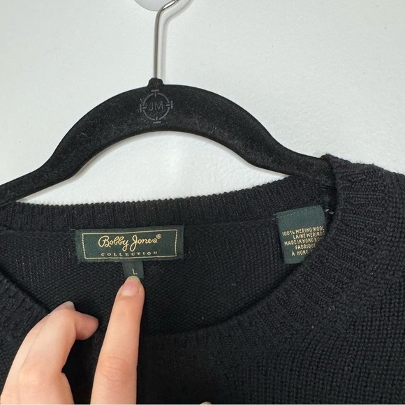 Bobby Jones collection black logo front golf merino wool sweater large - Picture 5 of 8